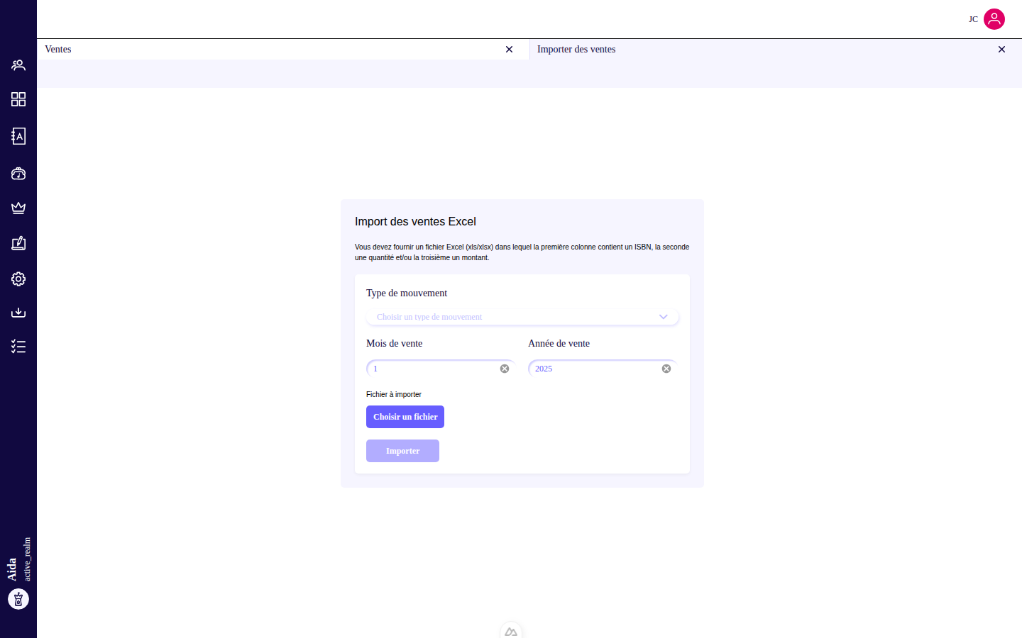 Assistant d'import des ventes